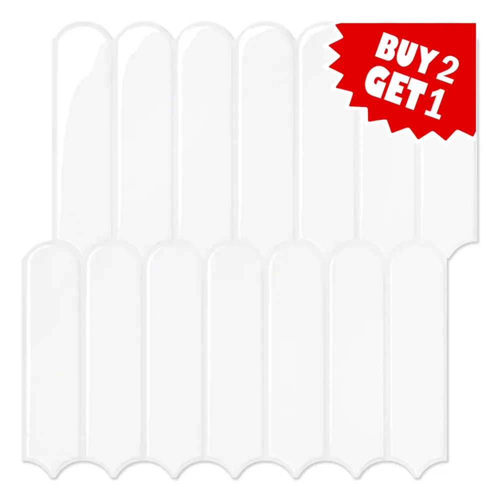 White Fish Scale Peel and Stick Backsplash Tile - Thicker Design