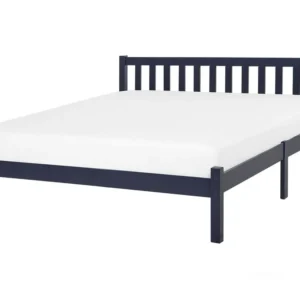 Wooden EU King Size Bed Navy Blue FLORAC