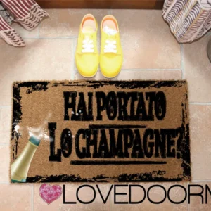 Zerbino Stile – Hai Portato lo Champagne? – LOVEDOORMAT, Personalizzabile, Cocco, Fondo Gomma 100% BIO